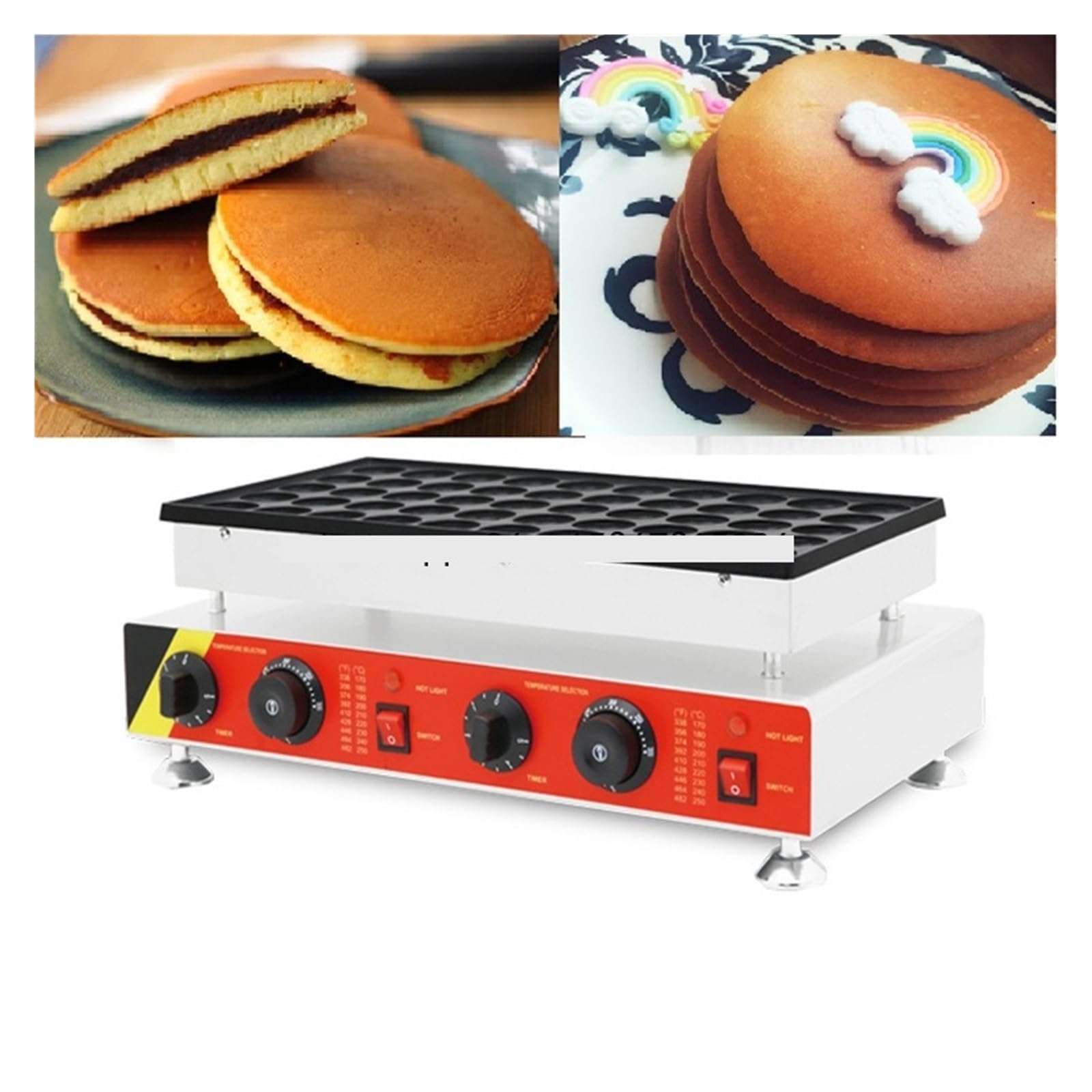 Mini Naleśnikarka Komercyjna, 50-otworowa Maszyna Do Dorayaki, Elektryczna Gofrownica, Holenderski RóWnomierne Ogrzewanie Szybkie Nagrzewanie
