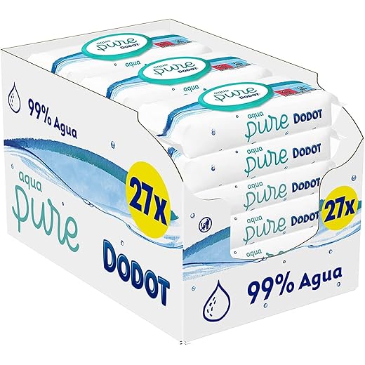 Dodot Toallitas Aqua Pure para Bebé, 99% Agua, 1.296 Toallitas Bebé, 27 Paquetes (27x48)