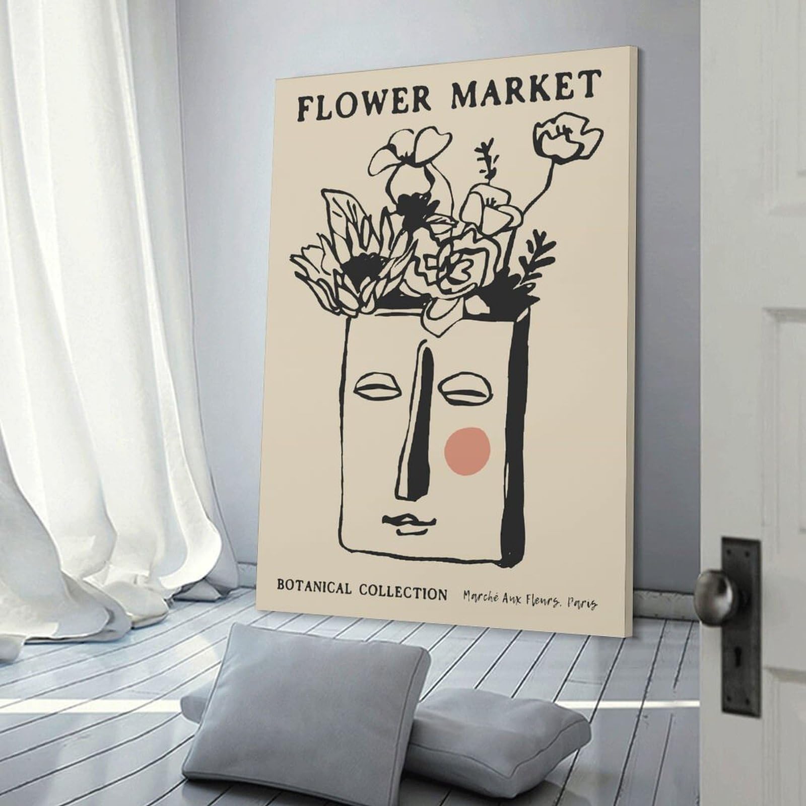 Junmoney Decorative Canvas Print Flower Market Botanical Collection Art Print, 24x36inch(60x90cm), for Office, Study Or Home Workspace, Decorative Artwork for Productive Spaces