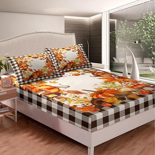 Miniatura 4 de Juego de ropa de cama tamaño Queen, diseño vintage de cosecha de otoño para dormitorio del hogar, hojas de arce otoñal, girasol, regalos de Acción