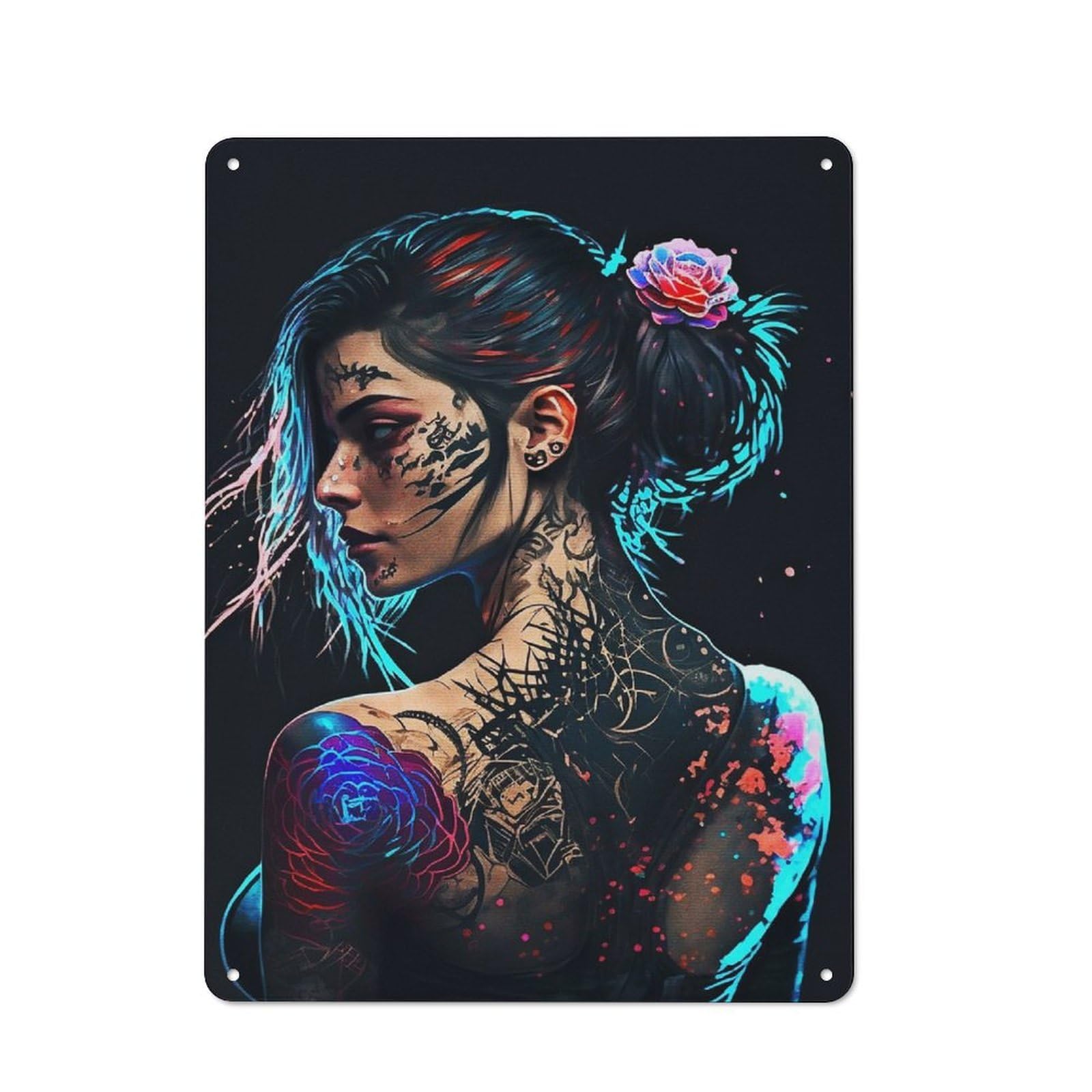 Tin Wall Plaque 40x30cm with Aesthetic Female Tattoo for Kitchen Or Home Bar, for Metal Sign Collectors, for Cafés, Pubs And Restaurants