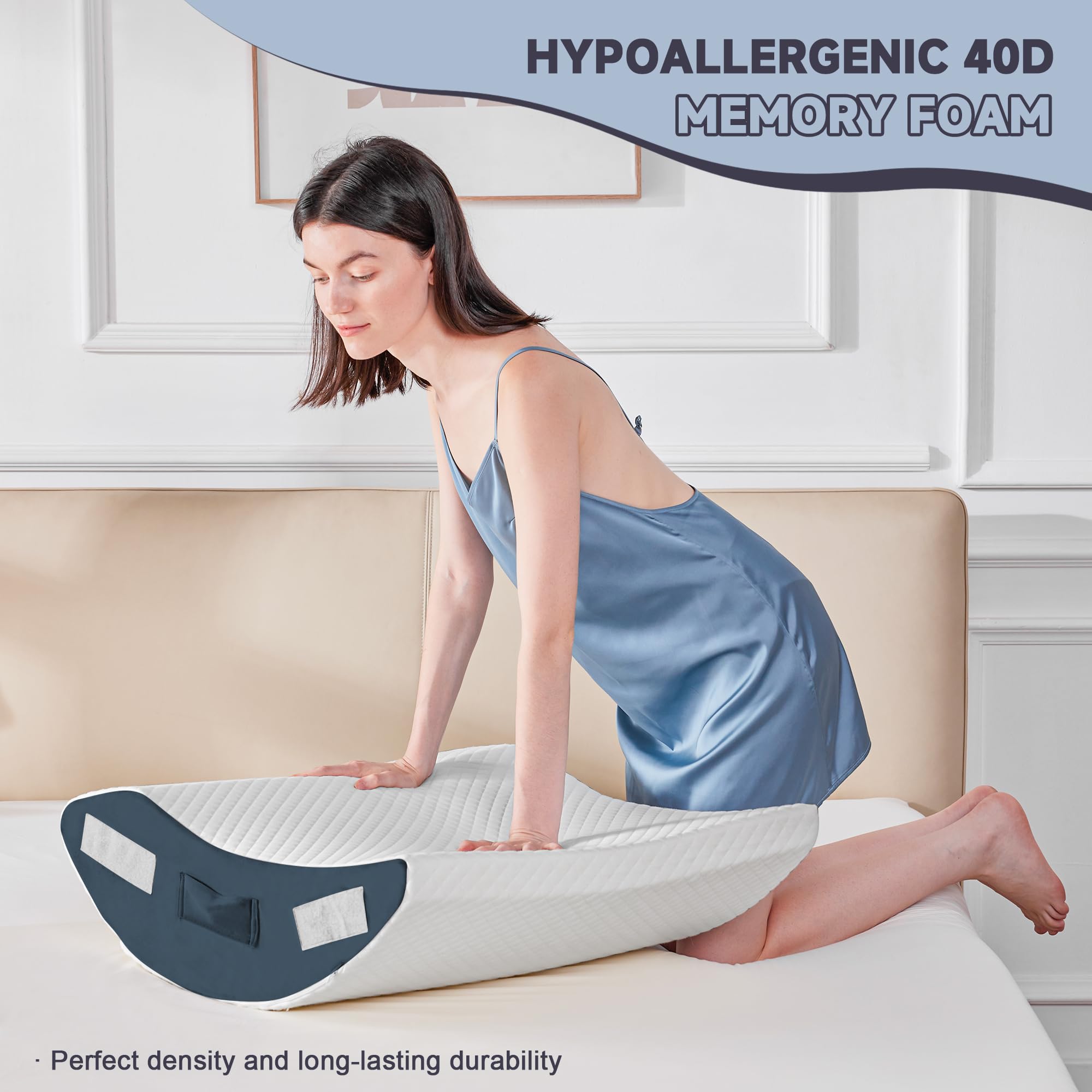 Lot de 4 oreillers orthopédiques en mousse pour le sommeil, la poste chirurgicale, soulagement de la douleur du corps, du dos et des jambes, coussin de soutien triangulaire réglable avec reflux acide
