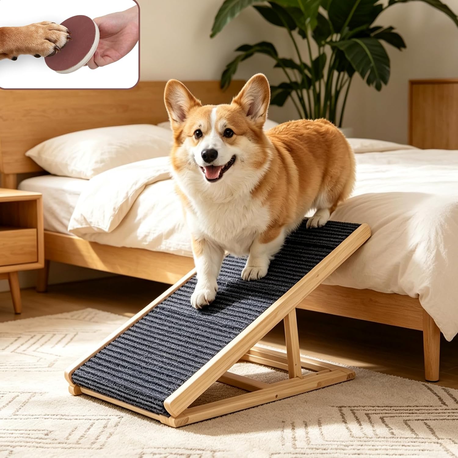 Dog Ramp for Sofa Bed 3 Adjustable Heights with Nail Scratch Board