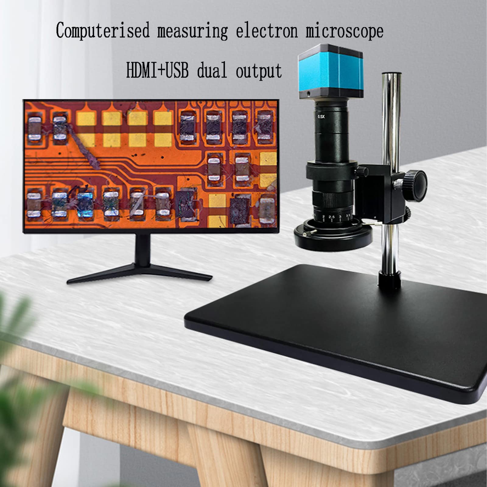 QBREZA Ultra HD 48 Millones Video Microscopio Reparación móvil Hdmi + USB Microscopio de medición Industrial de Salida Dual