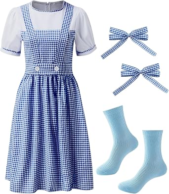 IMISHM Womens Long Blue Gingham Dress Halloween Womens Character Costumes Outfits Accessories