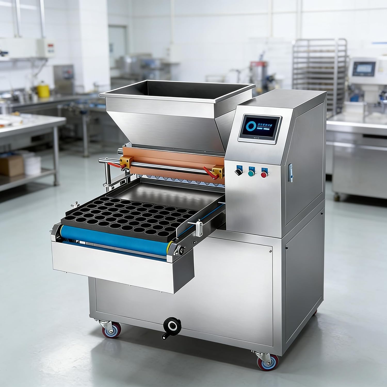 Cupcake Depositor - Tabletop Automatic Piston Filler for Small Bakeries and Cafes, Compact Stainless Steel Batter Depositor with Adjustable Portion Control for Muffins and Cupcakes