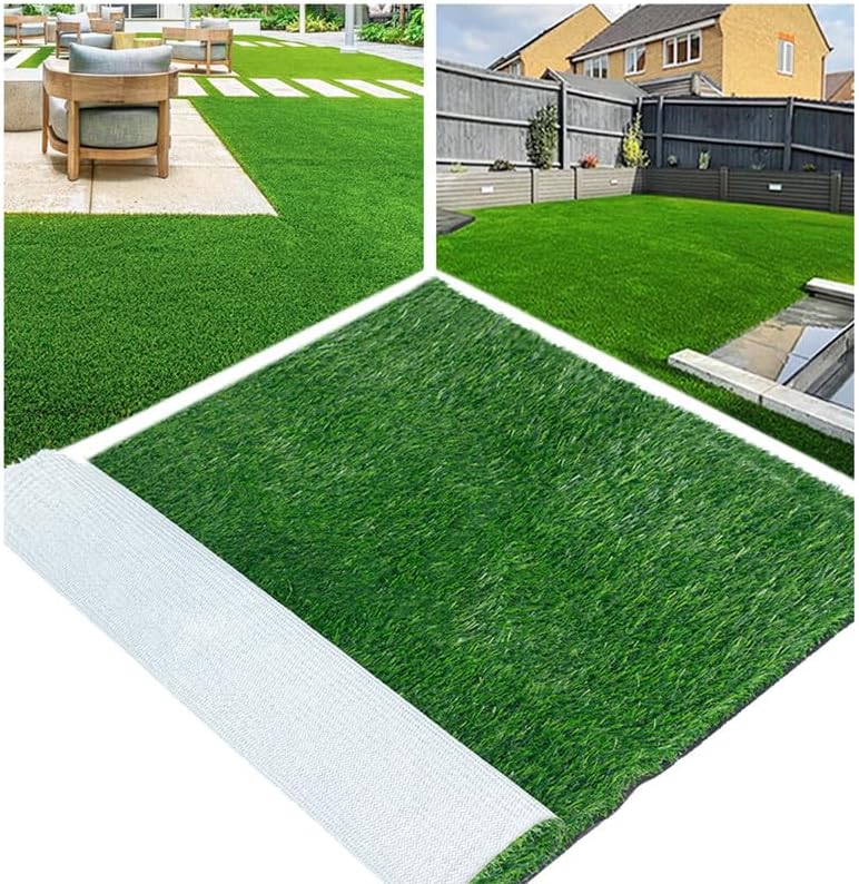 Artificial Grass Rug Outdoor Indoor 2FTX7FT Fake Grass Carpet Green Synthetic Grass Pet Turf TPR Soft Backing Grass Rug with Drain Holes for Garden Lawn Landscape Balcony Home Decor Patio