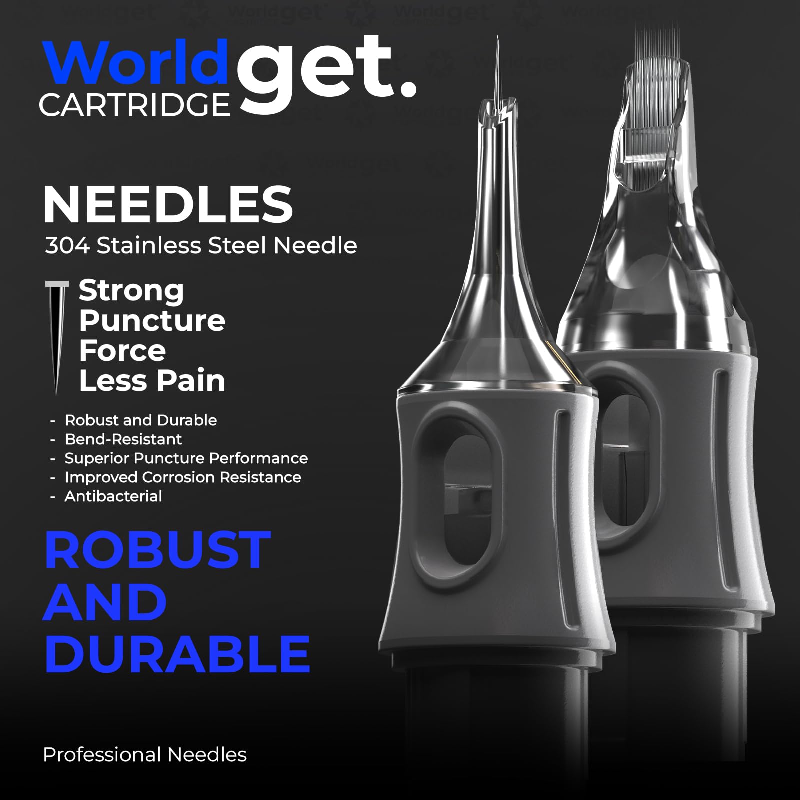 WORLDGET Tattoo Cartridge Needles 20pcs Tattoo Needles Set #12 Round Curved Magnum Shader 15RM Disposable Membrane(1215RM 20Pcs) - Image 2