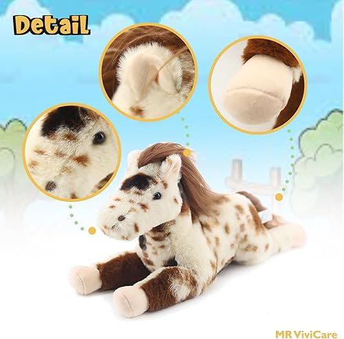 Miniatura 5 de Animales de peluche de caballo moteado de 15 pulgadas para niños y niñas, juguetes de peluche de caballo suaves y adorables para bebés recién