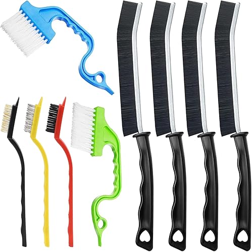 9 cepillos de limpieza de hendiduras de cerdas duras para uso doméstico, cepillo de limpieza de huecos, multifuncional, pequeño, juego de cepillos