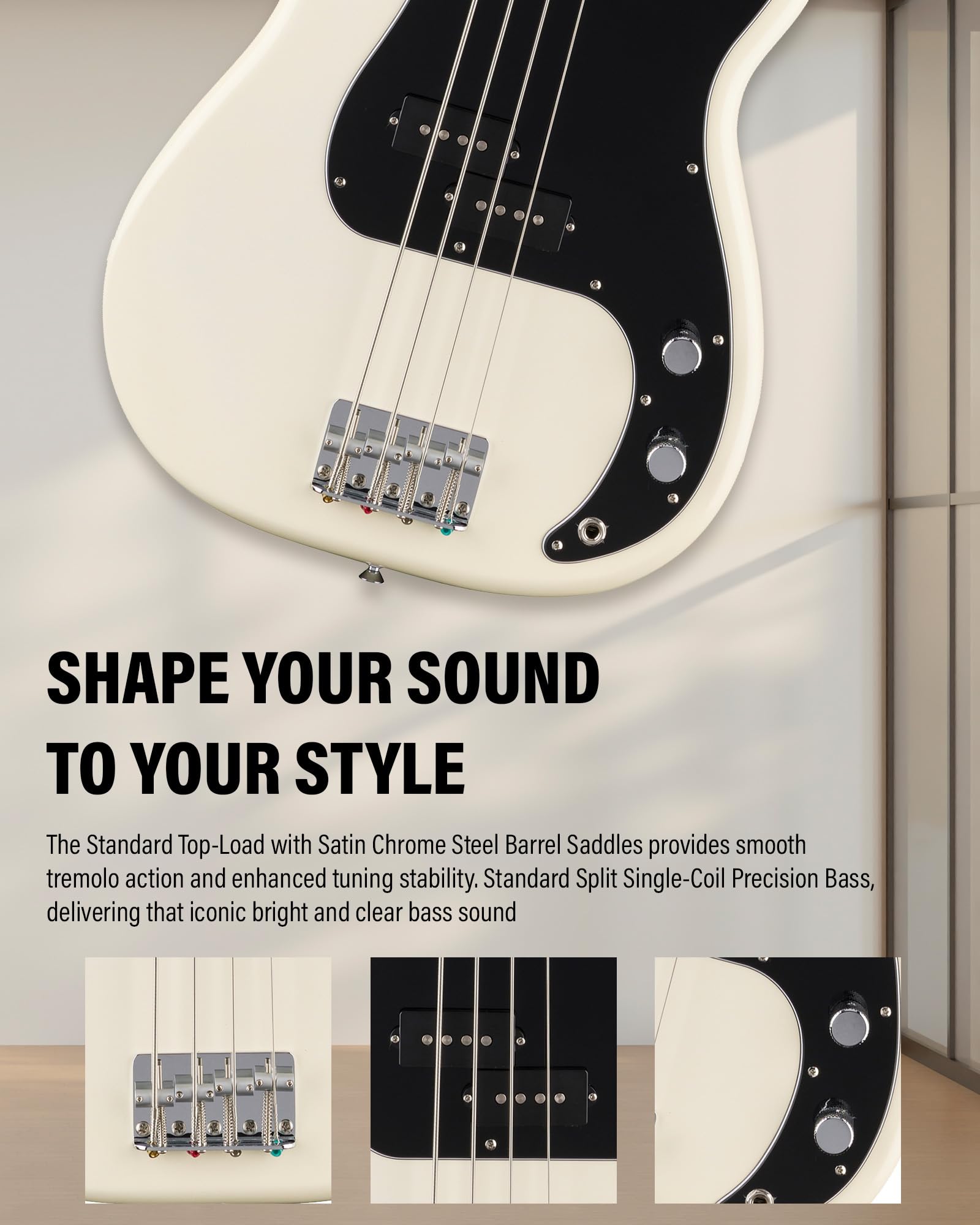 Amazon.com: Fender Standard Precision Bass - Olympic White Bundle