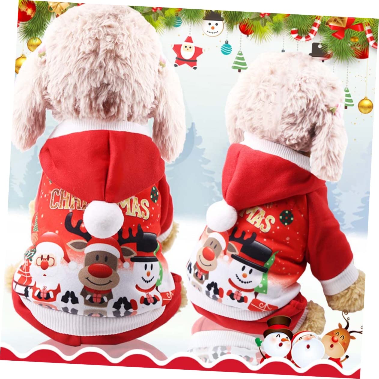 Mipcase 3 Pz felpa con cappuccio per cani di babbo natale per cani costume da cane natalizio abbigliamento natalizio costume di natale giacca per animali domestici di Natale rosso