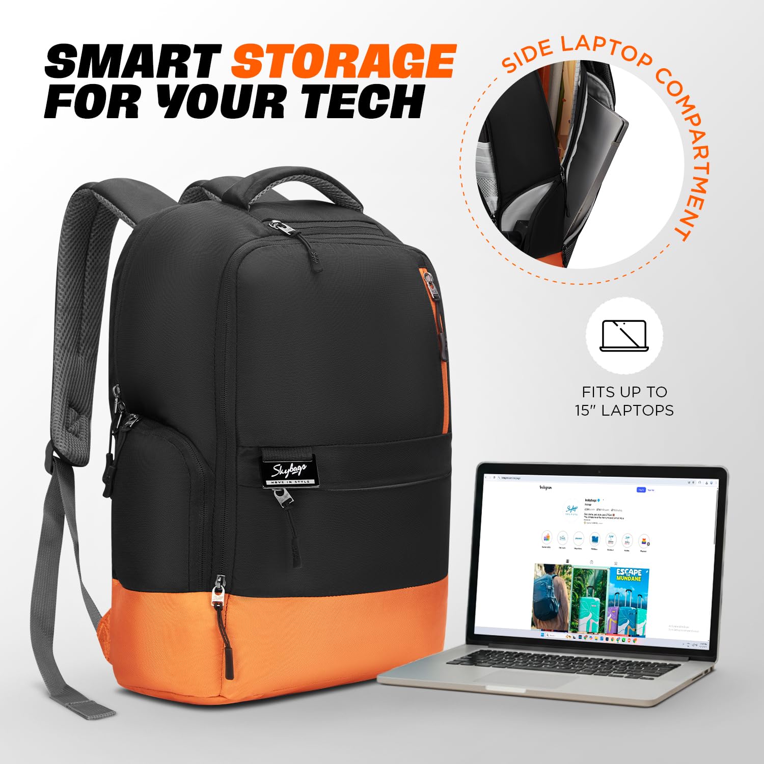 Skybags Nero Laptop Backpack - 20L, Black -4