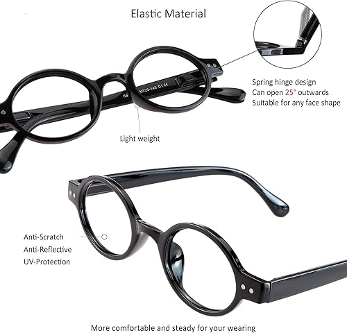Miniatura 3 de VisionGlobal 5 pares de anteojos de lectura con bisagra de resorte, anteojos de bloqueo de luz azul para mujereshombres, marco ovalado (negro,