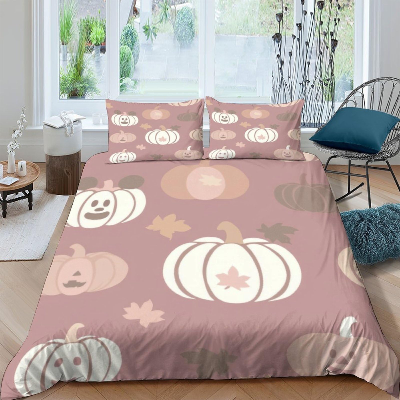 Ctjqhvkz Style-6 3D Printed Pumpkin Halloween Fitted Sheet Microfiber Autumn Pattern Bed Cover For Bedroom Guest Room Decor Single（135X200cm）