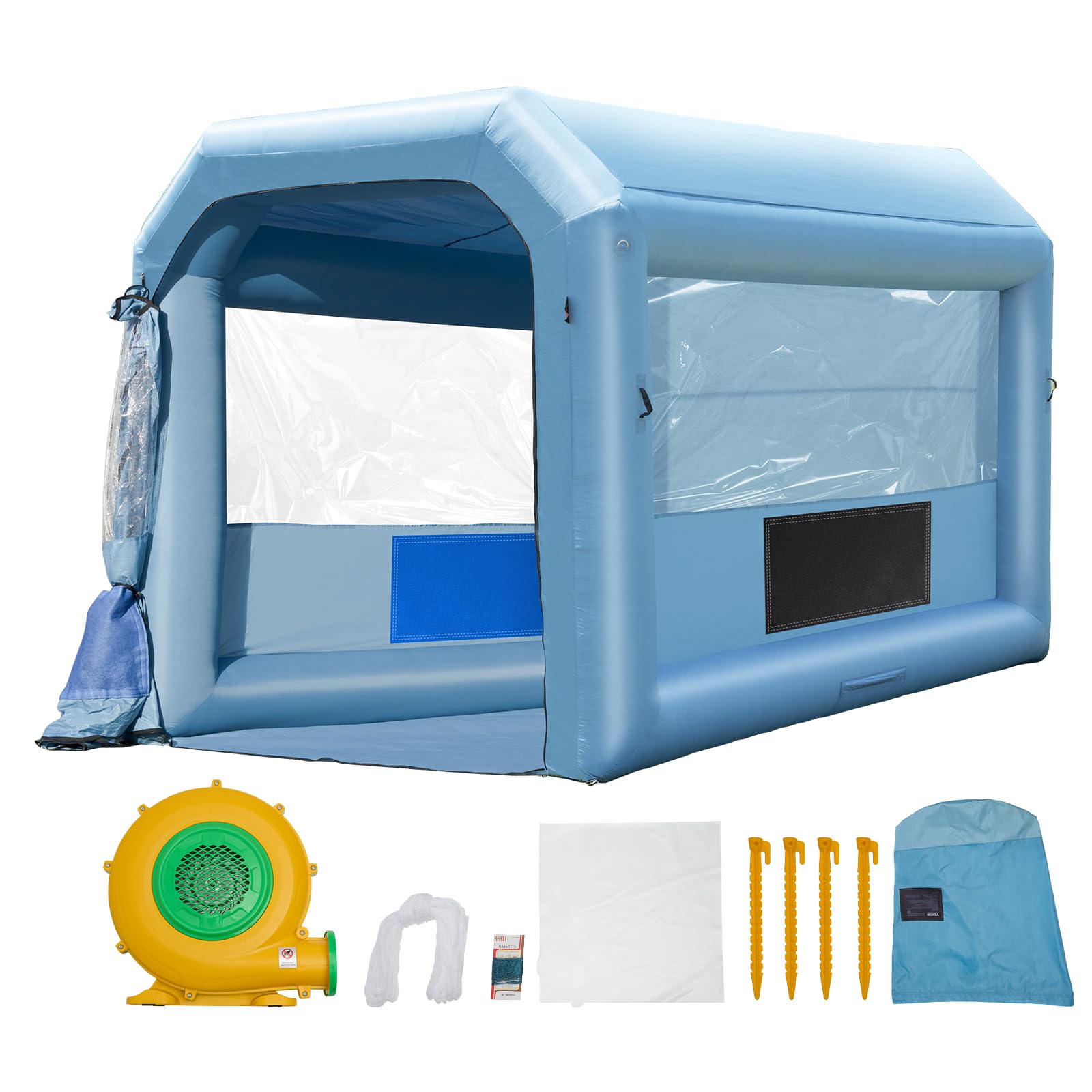 VEVOR Cabine de Peinture Gonflable 4x3x2,75 m, Tente Peinture Gonflable Automobile avec Souffleurs Puissants de 750 W et Système de Filtration, Station de Travail pour Pose de Peinture Atelier Garage