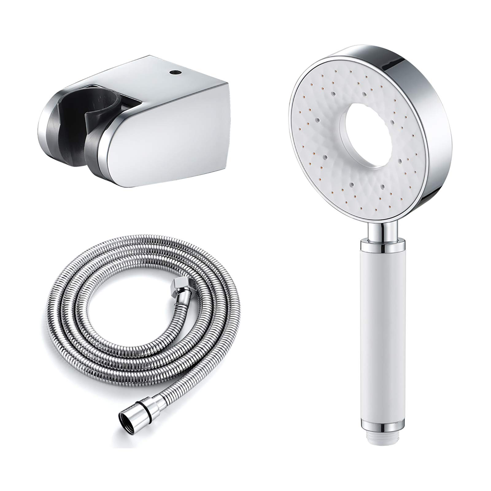 Set soffione Doccia Bianco, spruzzatore Doccia Manuale ad Alta Pressione, 3 impostazioni di spruzzo, Set soffione Doccia Universale ABS con Tubo Doccia da 59" e Supporto