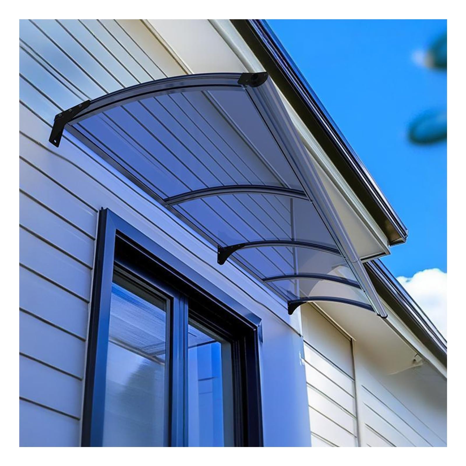 GJZQDKX Outdoor Awning for Windows and Doors 130x110cm (51x43in) Arched Canopy Sun and Rain Protection 2.5mm Thick Overhang for Home Entryways