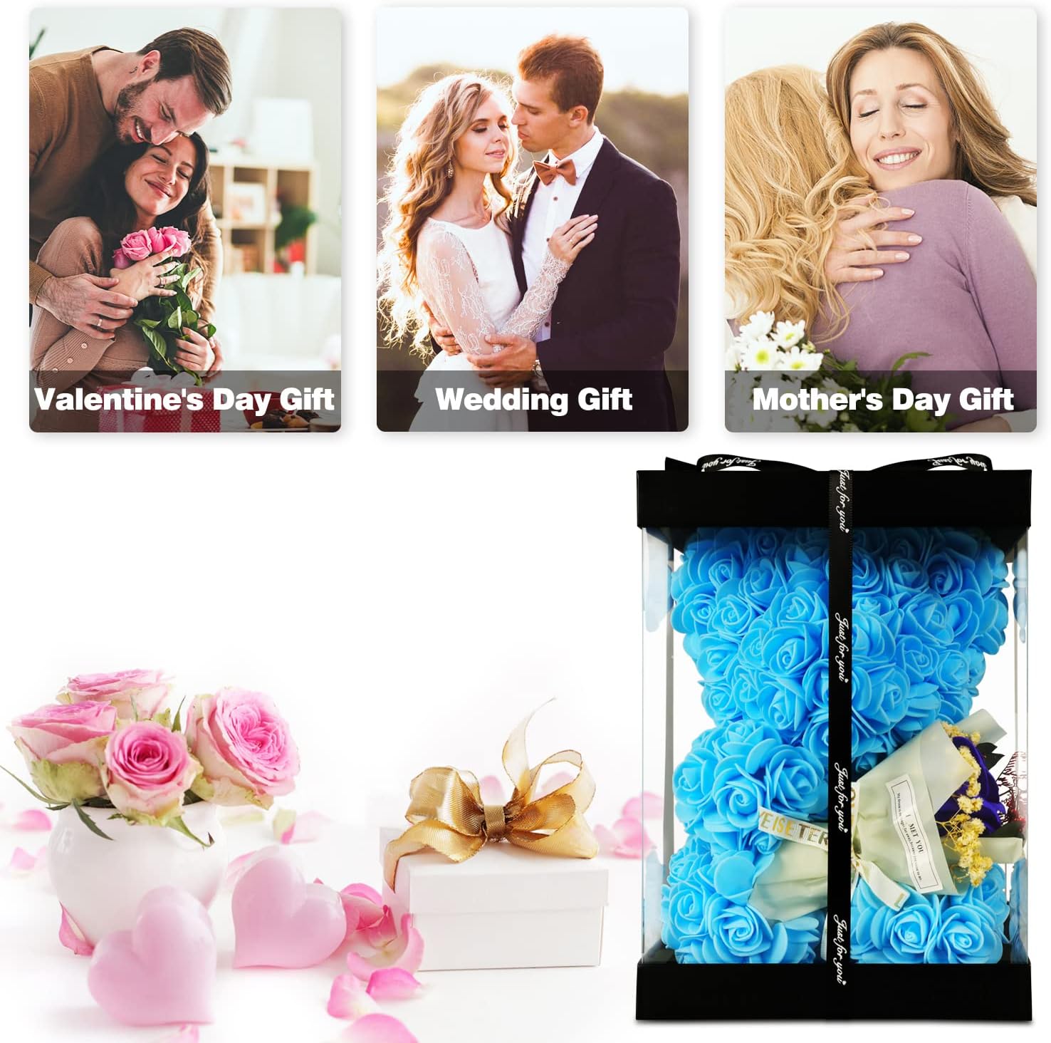 Valentine's Day Gifts for Women, Handmade Rose Teddy Bear Flower Bear, Birthday Gifts for Her, Forever Preserving Rose Bear, Valentine, Wedding and Anniversary, Women's Gift - Image 5