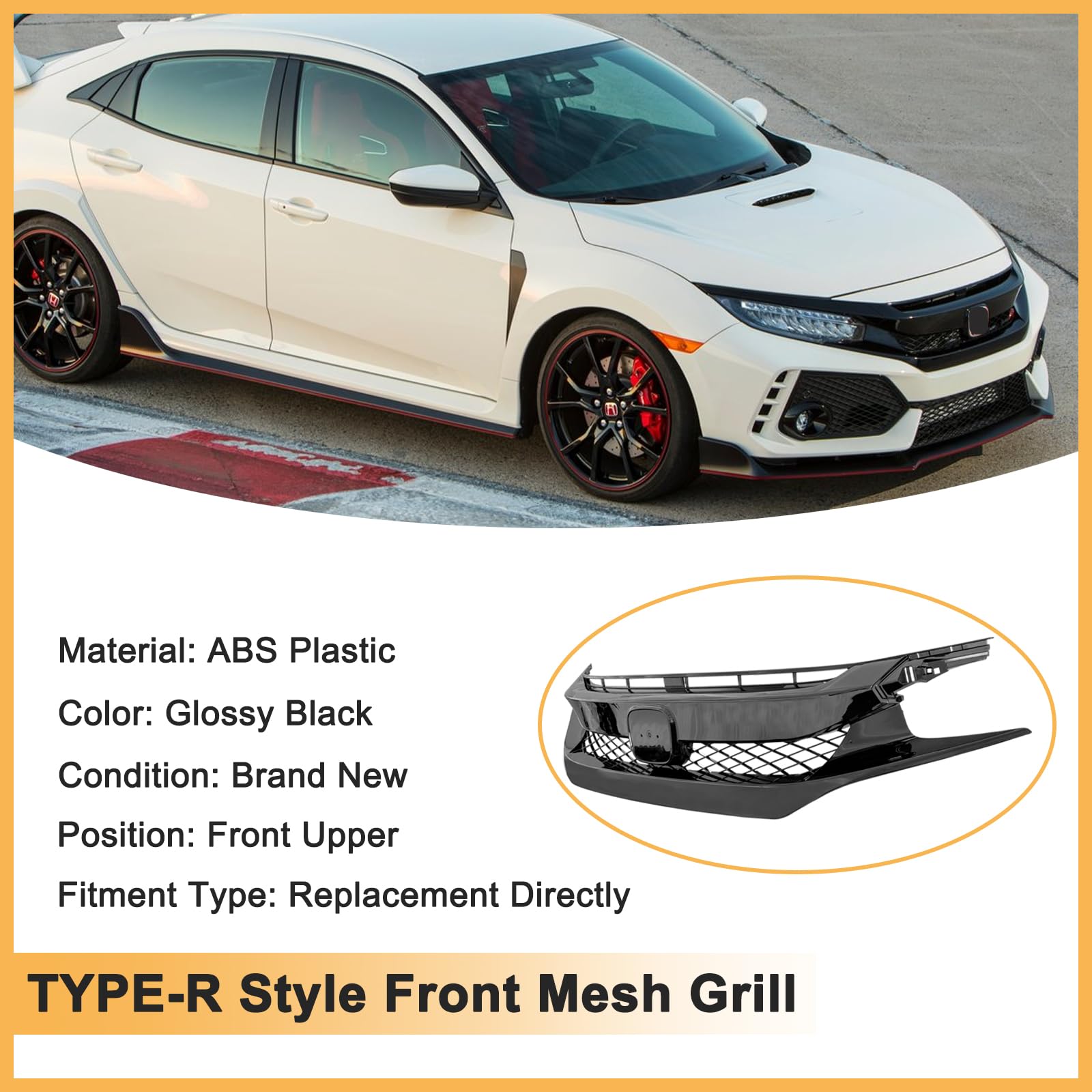 Amazon.com: DIBON AUTO TYPE-R Style Front Hood Mesh Grille For