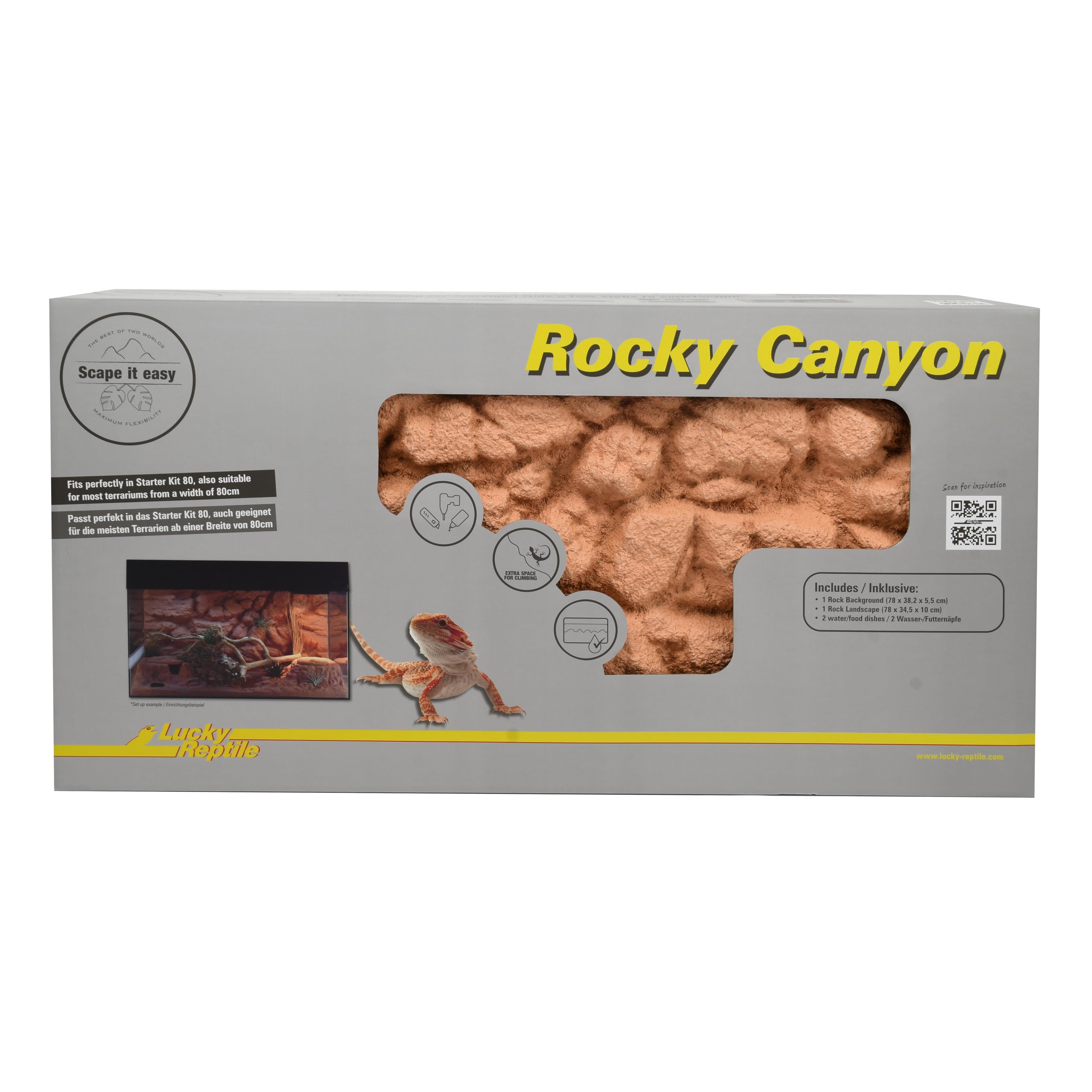 Lucky Reptile Rocky Canyon (2 Piezas) - Scape it Easy - Outback Red, 78 x 38 x 38 cm, para Kits de Inicio de 80 cm