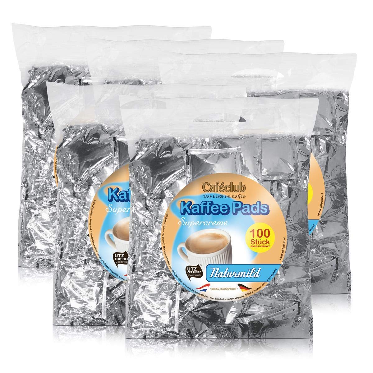500 Kaffeepads Caféclub Megabeutel Naturmild 5 x100 Pads EINZELN AROMA VERPACKT!