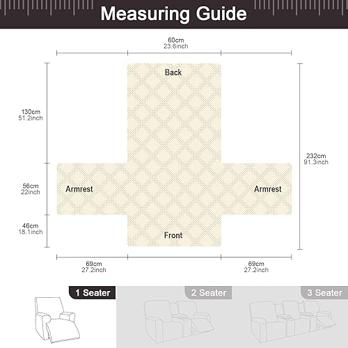 Miniatura 6 de TAOCOCO Funda para silla reclinable 100 impermeable fundas antideslizantes para silla reclinable con bolsillo funda lavable para silla reclinable