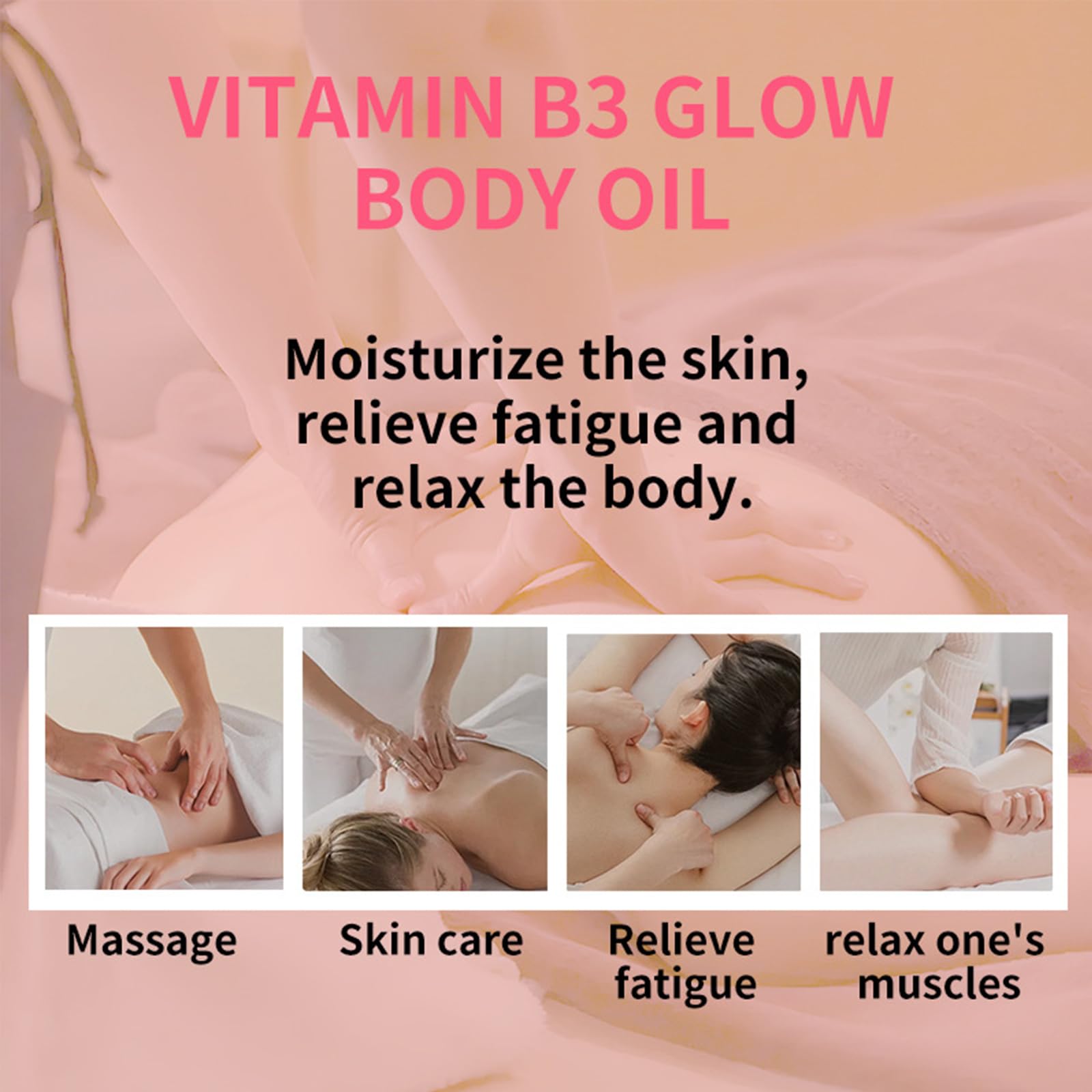 Vitamin B3 Body Oil Gel, Essential Oils for Dry Skin, Glow Body Oil for Women, Moisturising Body Oily Gel for Arms Back - Image 4