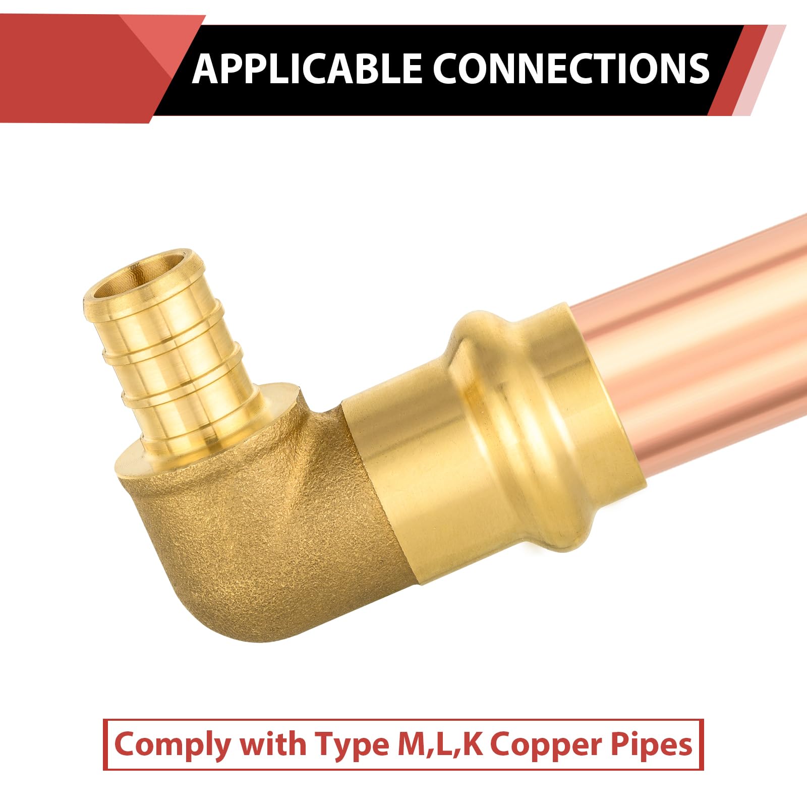 EFIELD - Prensa de 1,27 cm x 1,27 cm PEX B, accesorios de latón para conexión de tuberías de cobre y Pex (paquete de 5)