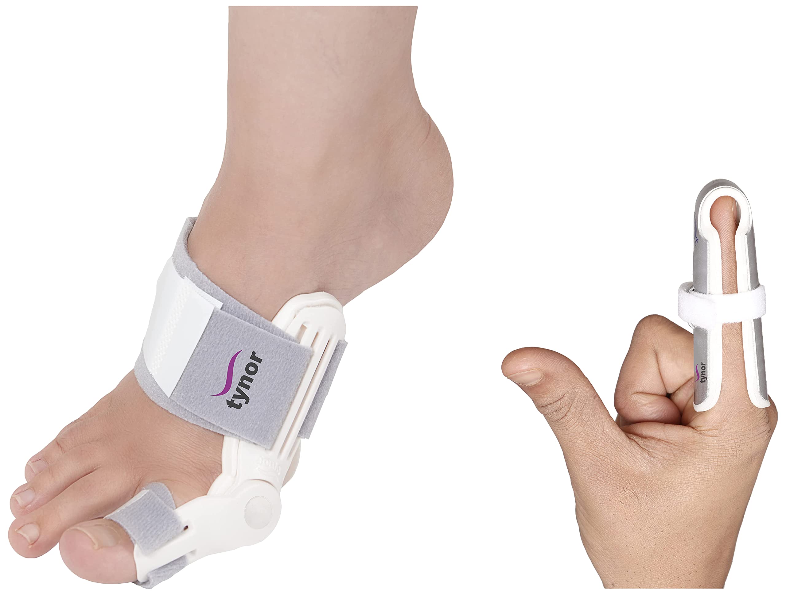 TYNOR Bunion Splint, White, Universal Size, 1 Unit Finger Cot, Silver, Small, 1 Unit