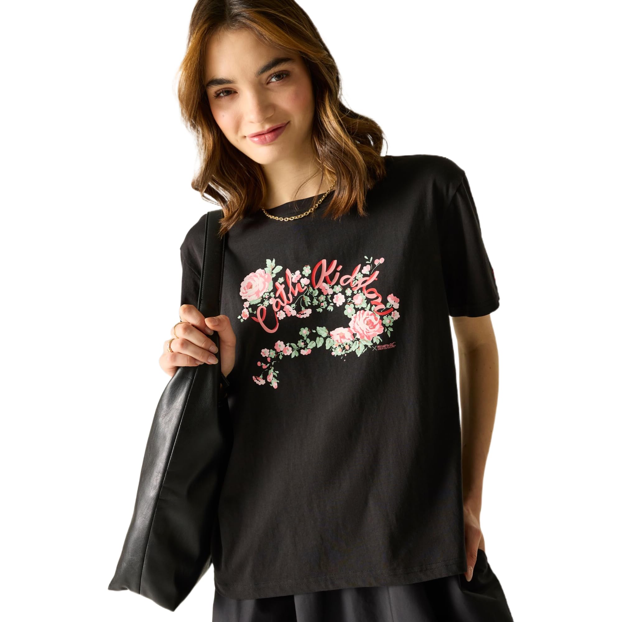 Regatta Girls Black Women's Cath Kidston Logo Oversized T-Shirt In | Size: 10