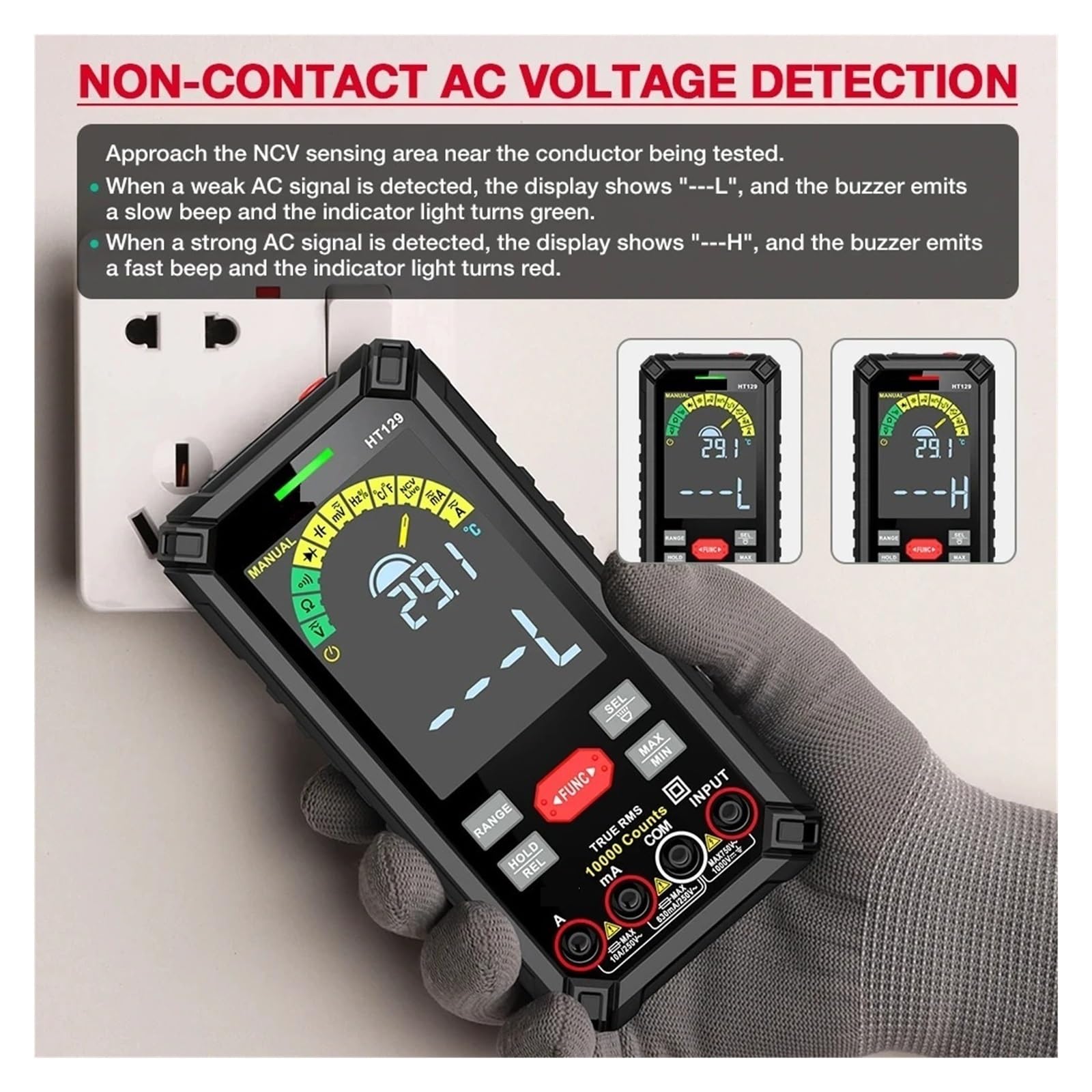 9999 Zliczeń Inteligentny Multimetr Cyfrowy Z Możliwością Ładowania True 1000V 10A DC AC Napięcie Prądu Multimetro Kolorowy Wyświetlacz LCD Multitester Szybko Dokładnie Łatwy Odczyt
