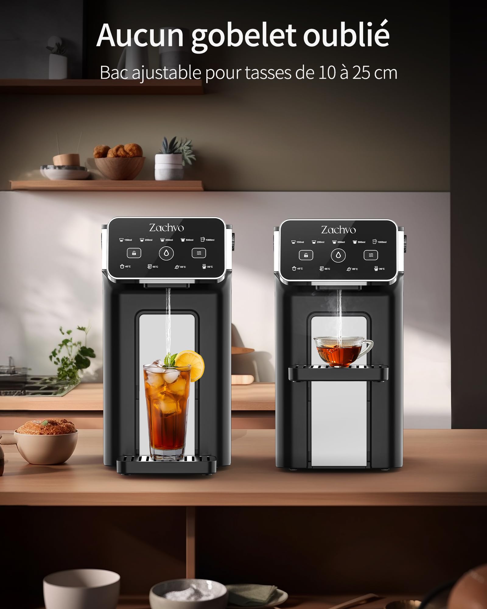 Distributeur d'eau chaude KEI906 (sans filtre) – 2600 W d'eau chaude en quelques secondes, 4 niveaux de température et 5 quantités d'eau, réservoir de 3 l, compact pour cuisine et bureau