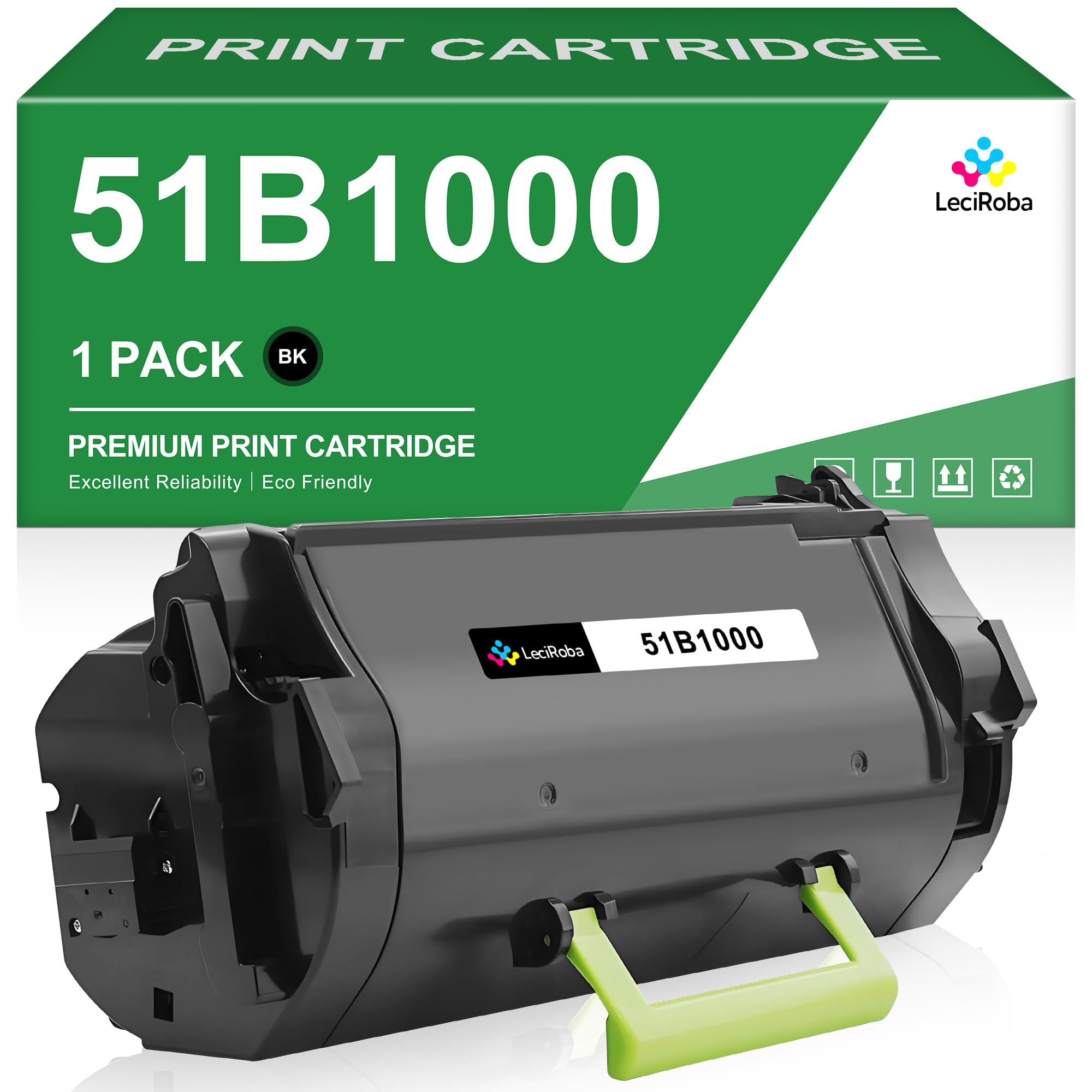 LeciRoba 51B1000 Toner Cartridge for Lexmark MS417 MS417dn MS517 MS517dn MS617 MS617dn MS317 MS317dn MX317 MX317dn MX417 MX417de MX517 MX517de MX617 MX617de Printer (Black, Up to 2.5K Pages, 1-Pack)