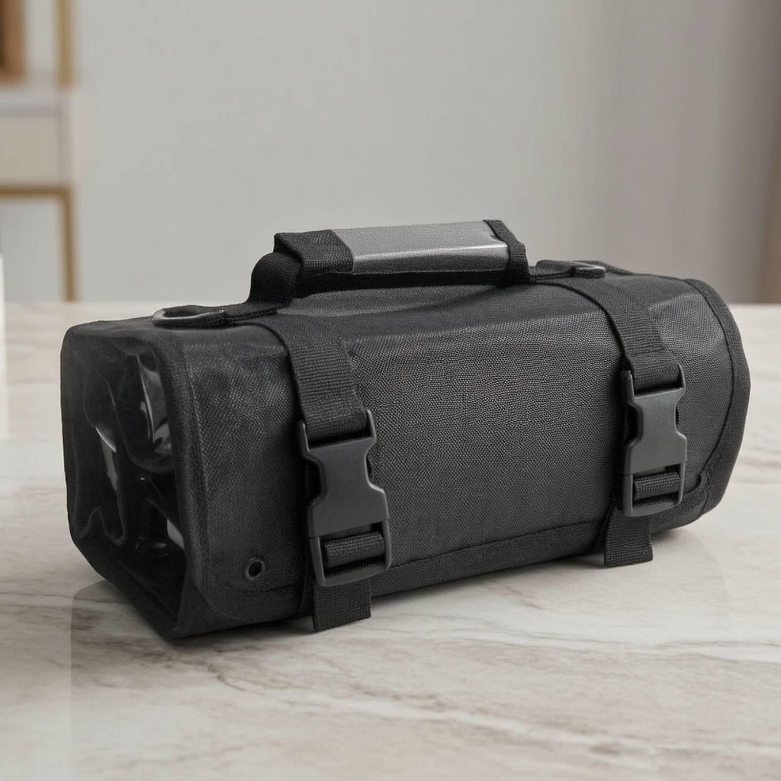 Trousse Maquillage Enroulable Étanche Trousse Maquillage avec Compartiments Transparents Facile à Nettoyer pour Maquilleurs