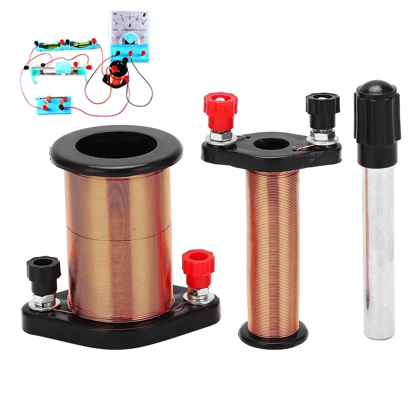 Agatige Electromagnetic Induction Coil, Demonstration Induction Coil with Primary Coil, Secondary Coil and Soft Iron Core Cylindrical Magnet for Physics Teaching, Induction Coil for Laboratory