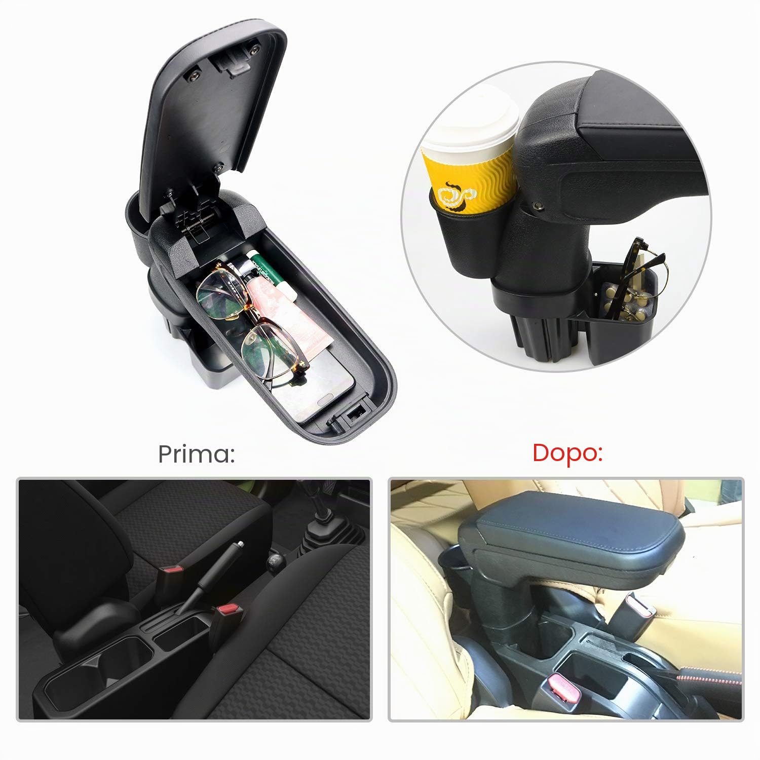 CDEFG Suzuki Jimny JB64 JB74 2018-2021 2022 Console Centrale Bracciolo Jimny Vano Portaoggetti con Portabicchieri Regolabile Interni Jimny 2022 Accessori