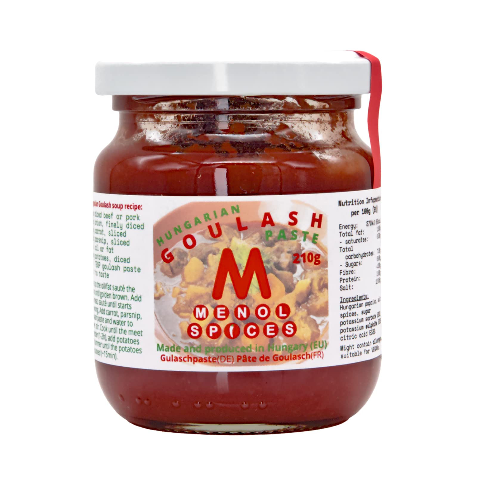 Menol Spices Authentic Hungarian Goulash Paste (Sweet 210g), Best Seasoning paste for Hungarian Goulash Stew or Soup, Easy Recipe is included, Seasoning sauce, Cooking sauce