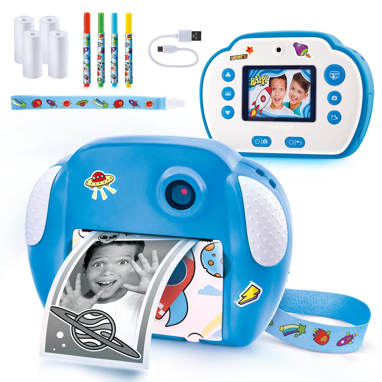 Canal Toys - Photo Creator - Appareil Photo à Impression Instantané - Selfie & Caméra Vidéo - Impression sur Rouleau de Papier Photo Thermique, sans Encre - Cadeau pour Enfant - Dès 4 Ans - CLK 011