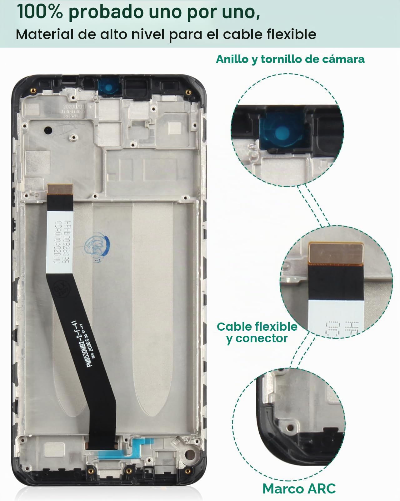 Para Xiaomi Redmi 9 Pantalla LCD para Redmi 9 Reemplazo de pantalla M2004J19G Pantalla táctil Digitalizador Asamblea M2004J19C Kits de piezas de reparación (negro con marco)