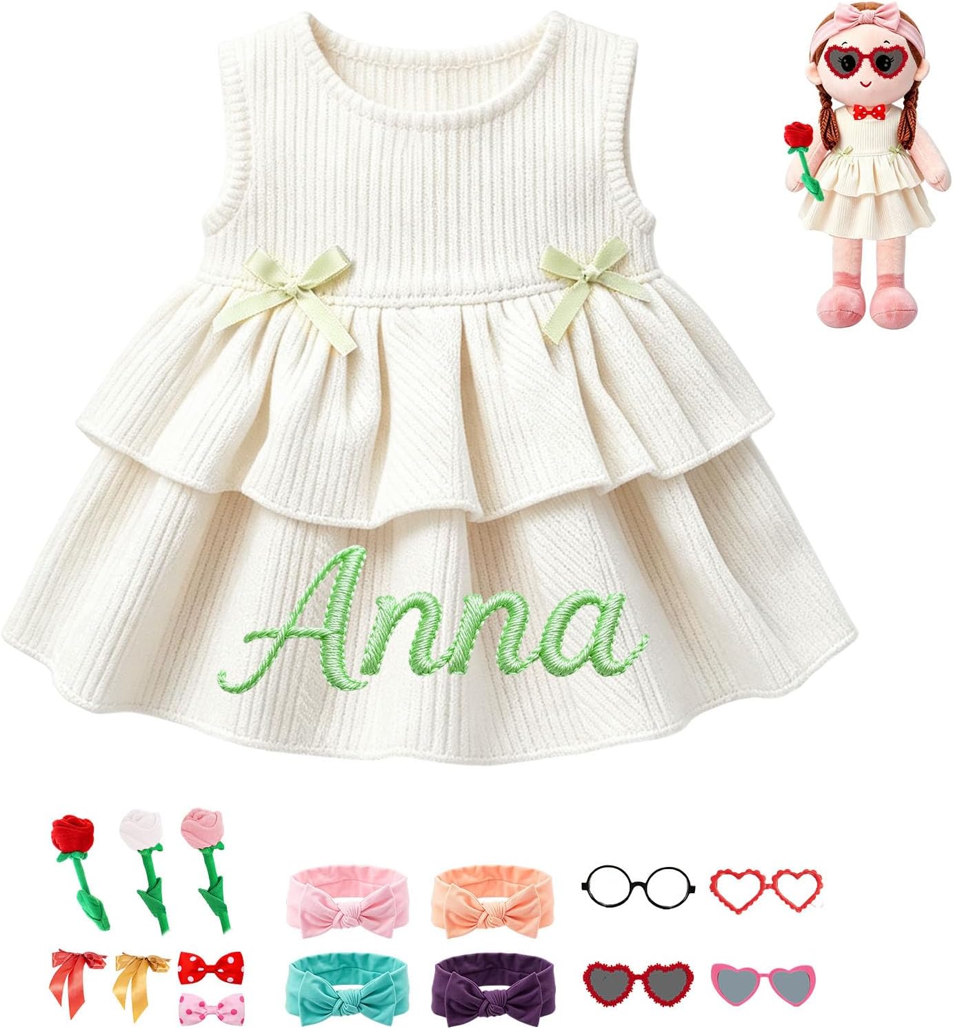 10-14 Inch Custom Embroidered Plush Cloth Doll Clothes for Girls