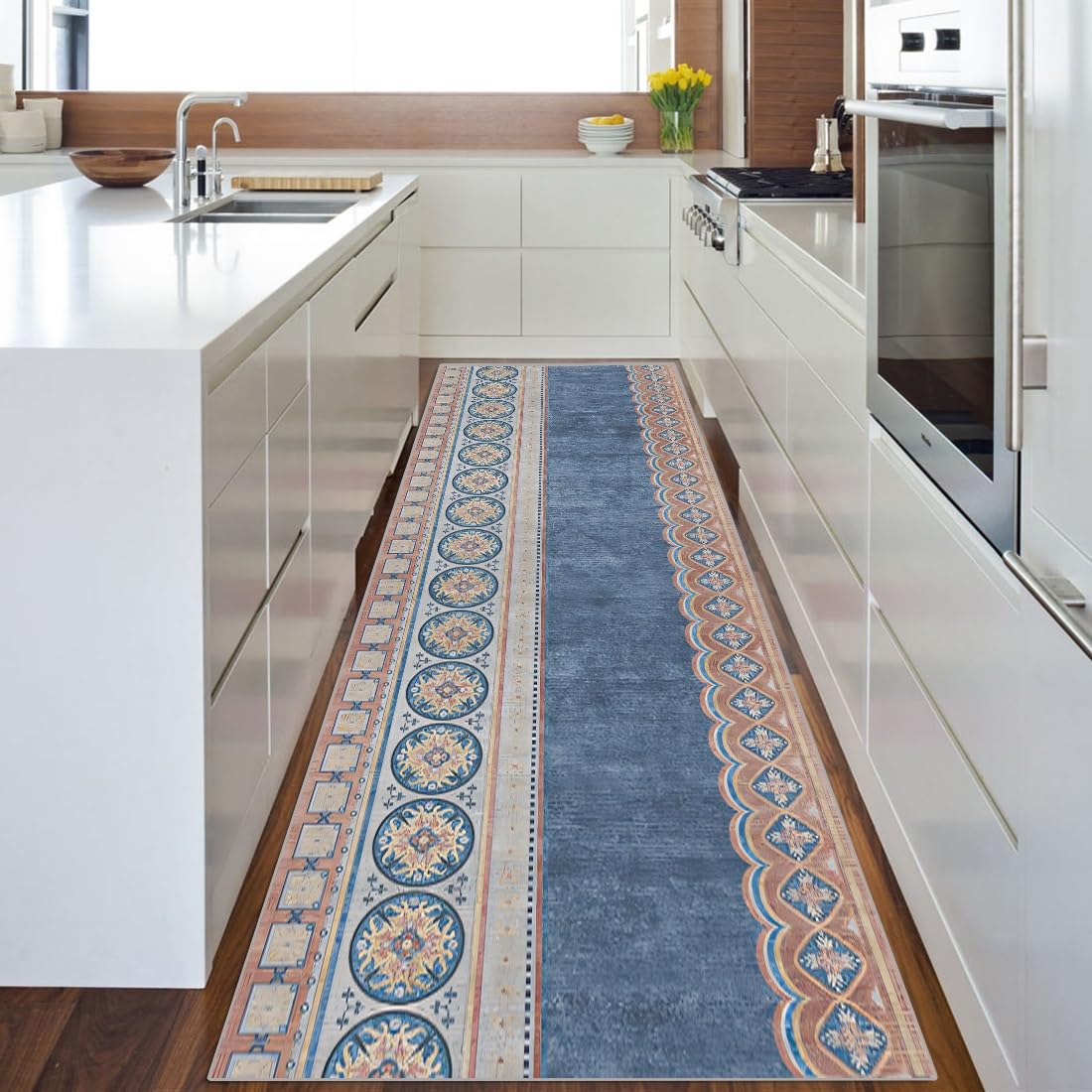 Extra lange tapijtloper voor hal keukenlopers antislip wasbare grote tapijtlopers vloermatten deurmat voor binnen voor de ingang, tapijtloper voor woonkamer, slaapkamer, wasruimte, 80 x 400 cm