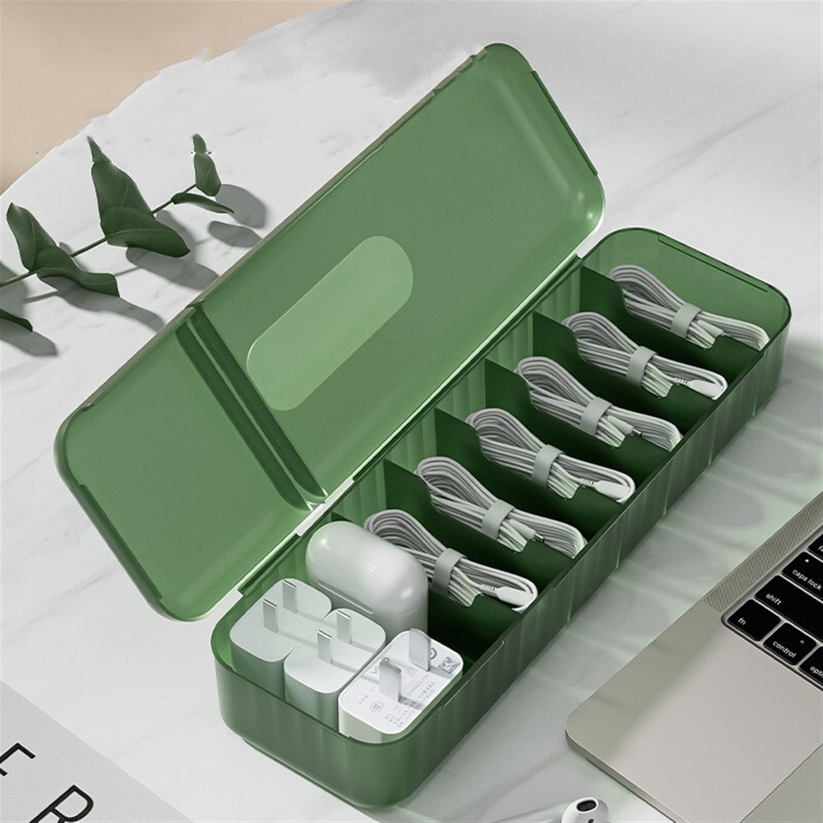 Kabel-Organizer-Box Desktop-Datenkabel-Aufbewahrungsbox Netzkabel-Aufbewahrung Handy-Ladegerät Ladeleitung Sortierung Unterteilte Box mit Abdeckung Kabel-Management-Box (Farbe: Weiß) ( Color : Blackis Gewerbe, Industrie & Wissenschaft