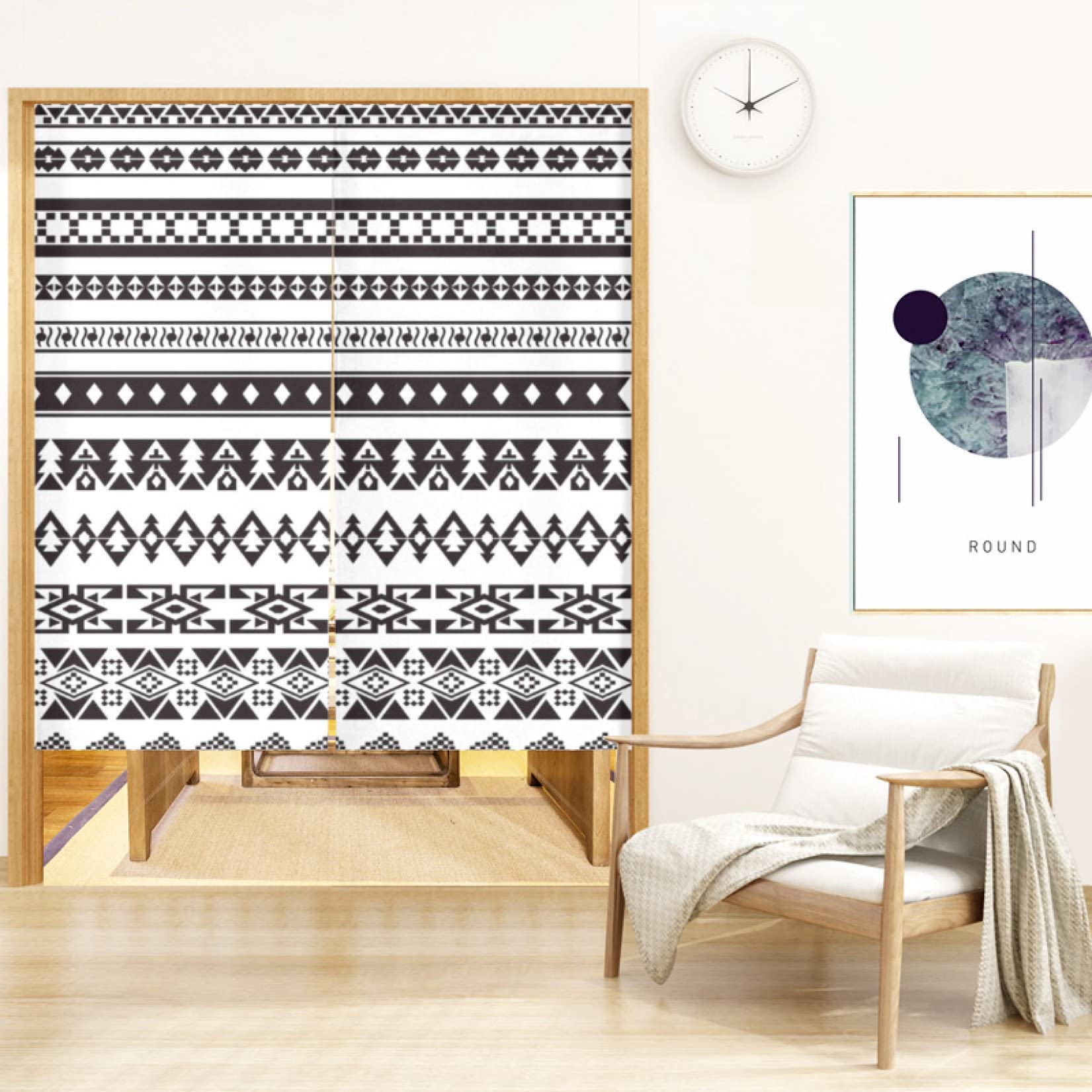 Amazon｜のれん オルテガ柄 ネイティブ柄 間仕切り 遮光 のれん