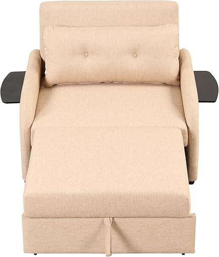 Miniatura 8 de Merax Sofá cama convertible 3 en 1 de 42.9 pulgadas de ancho con mesas de alas y carga USB, cama extraíble compacta con 3 posiciones (105145180),