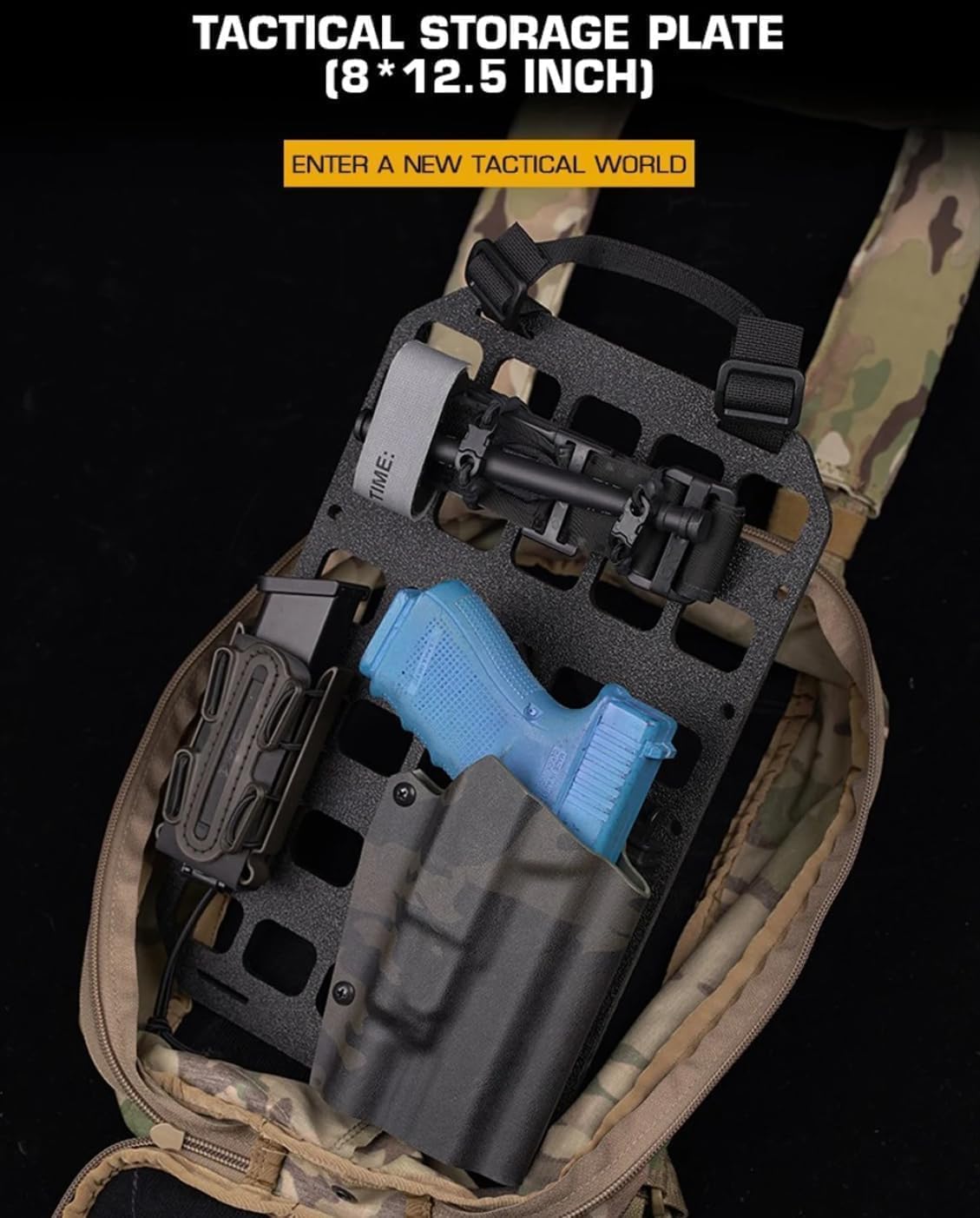 12.5 Inch Molle Car Seat Back Organizer Military Tactical Storage Plate for Mag Pouch Q.LS R.TI G-C.ode Airsoft Pistol Holster Bag