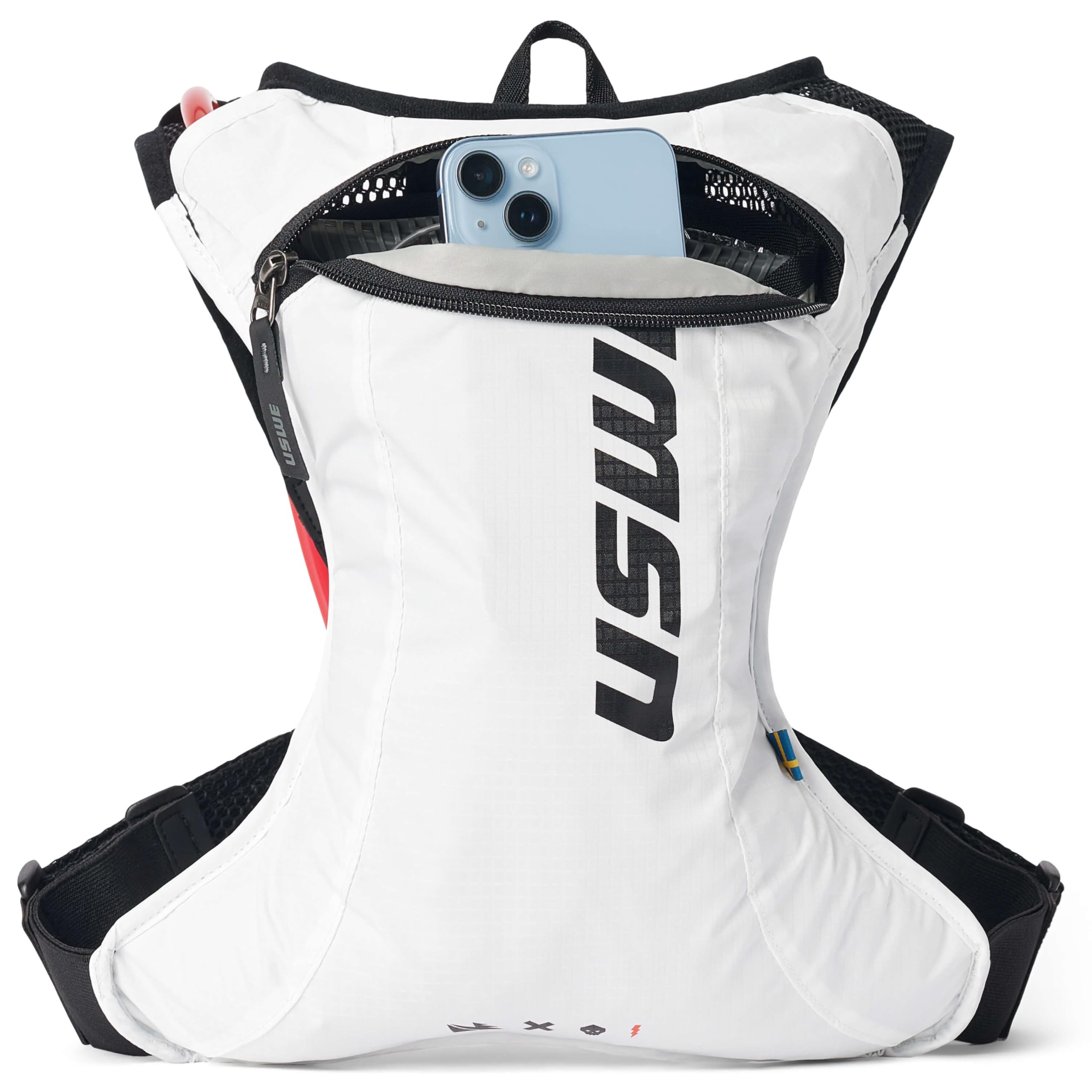 USWE Race 2.0, zaino idrico ultra leggero con sacca d'acqua da 2,0 l, confezione a prova di perdite, per ghiaia, MTB, corsa, escursionismo, ciclismo, campeggio, ciclismo, per uomini e donne (bianco