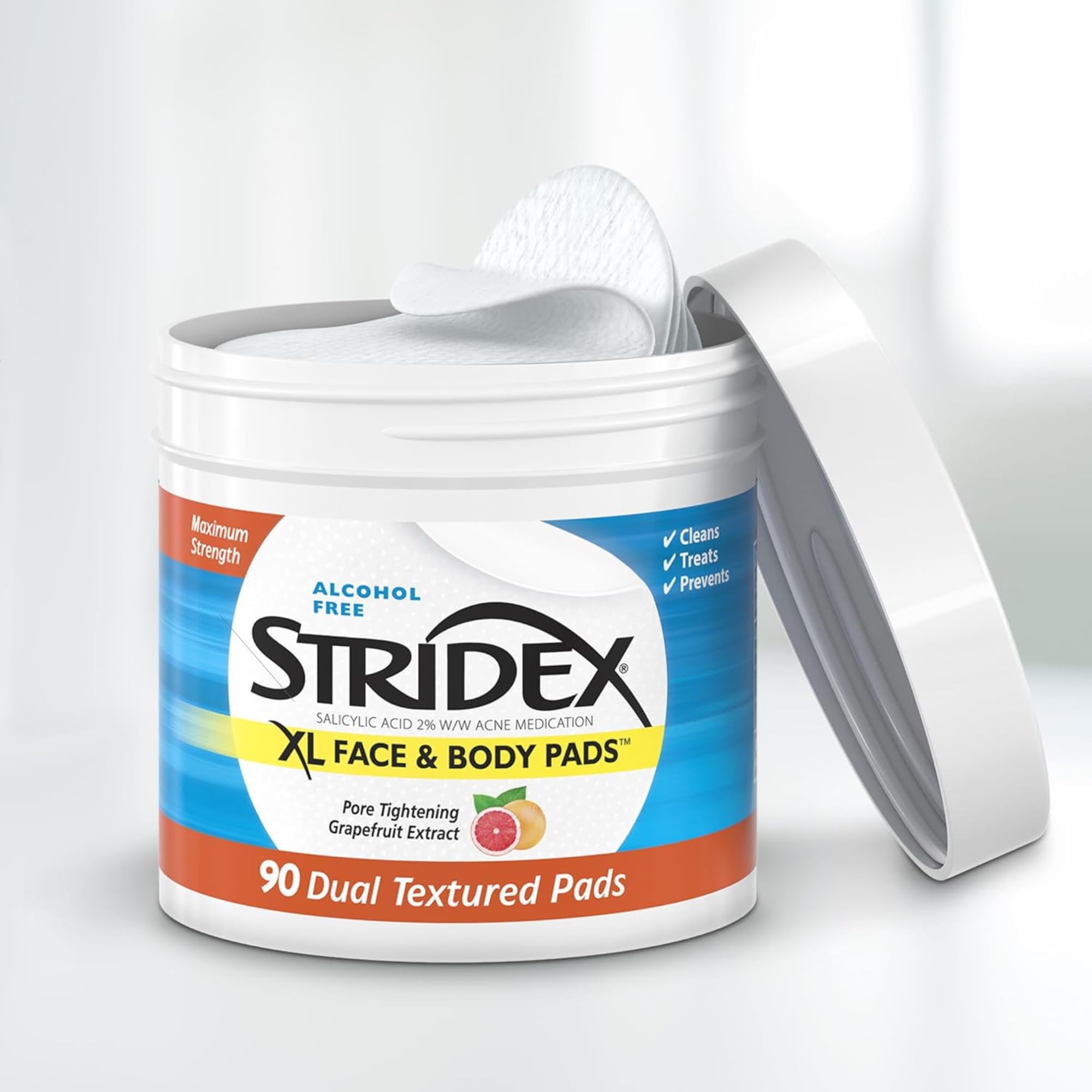 Stridex Almohadillas corporales XL para la cara, 90 unidades