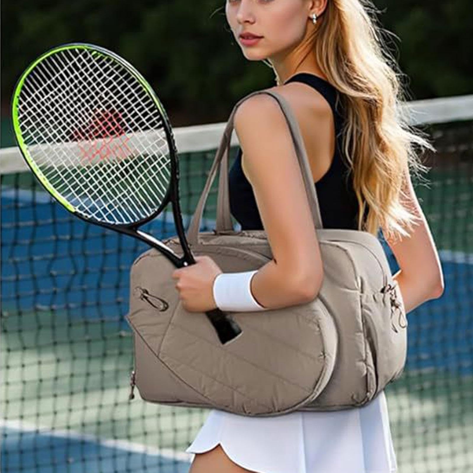 Elegante Borsa Da Tennis con Separazione per Biancheria Bagnata, Scomparto Rinforzato per Racchetta, Molteplici Pratici Scomparti Portaoggetti, Comoda