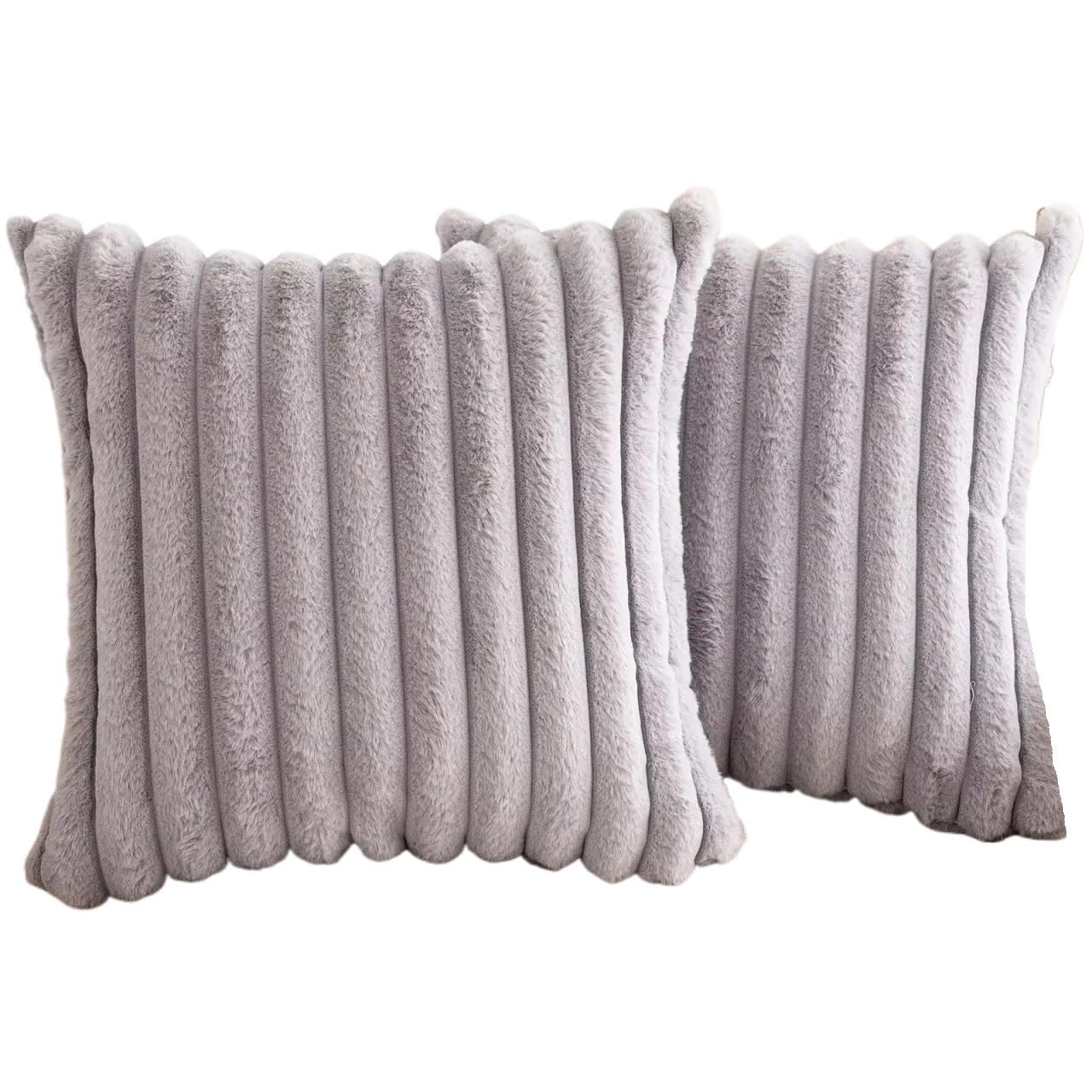 Housse de coussin en chenille douce et lavable avec fermeture éclair invisible
